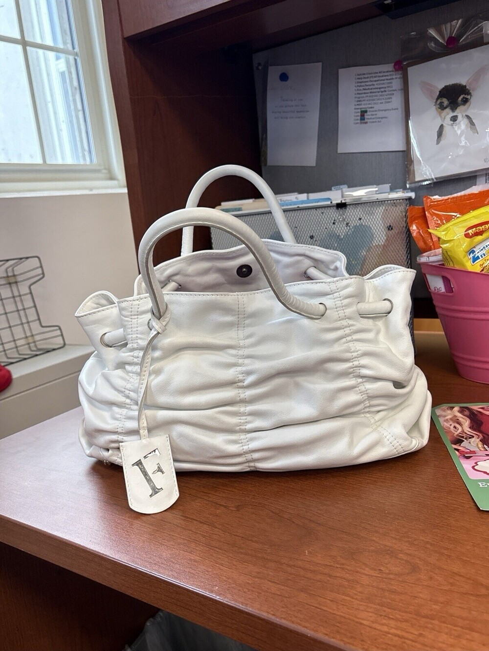 Furla White Leather Carmen Gather Tote‎